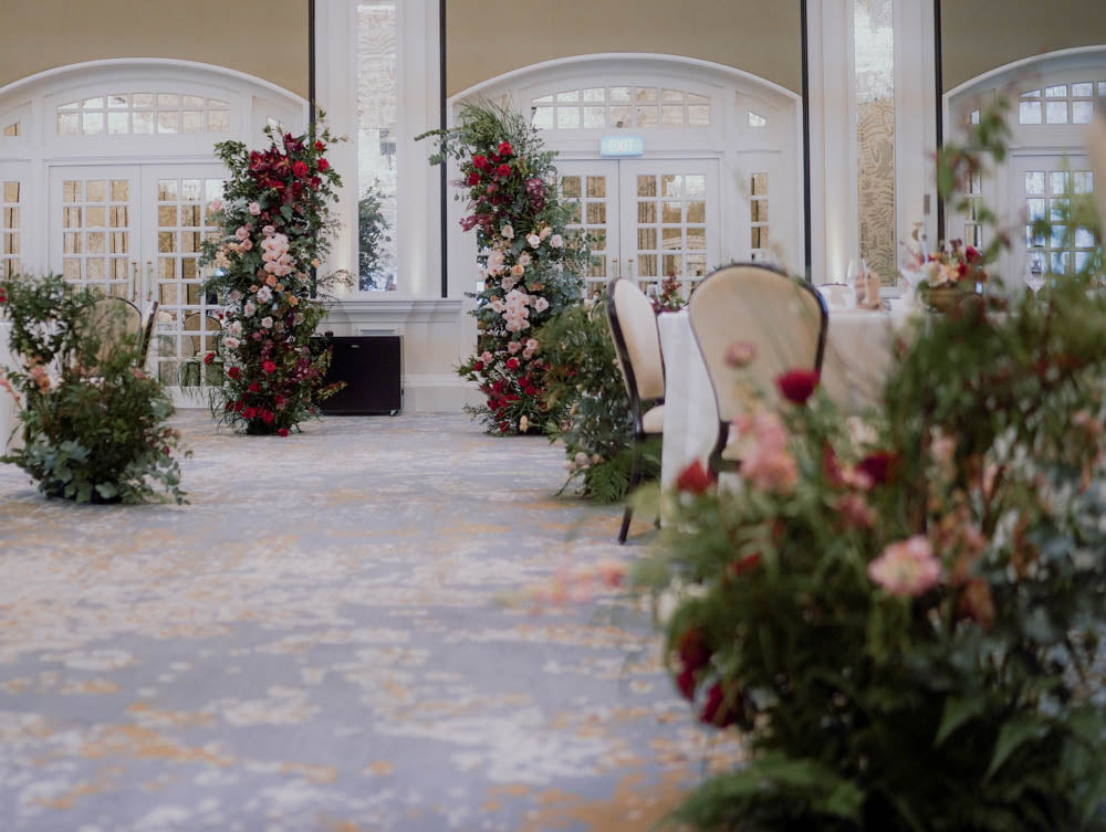Red & Mauve Garden for a Raffles Hotel Wedding