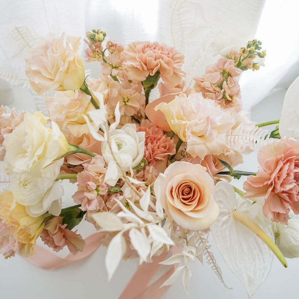 Pastel Bridal Bouquet with Fresh & Dried Flowers