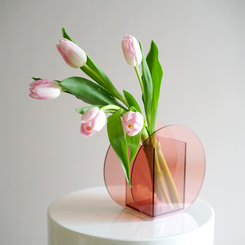 Rose Tinted Round Acrylic Vase